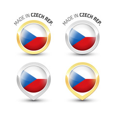 Made in Czech Republic - Round labels with flags