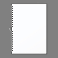 Blank spiral notebook sketch pad isolated on white background