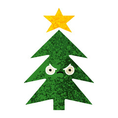 retro illustration style cartoon christmas tree