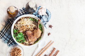 Delicious duck noodle soup