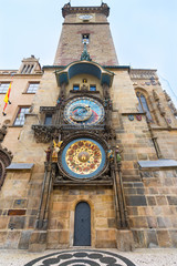 Prague, Czech Republic. Old Town Hall with a beautiful Gothic tower with a bay chapel and a unique Astronomical Clock