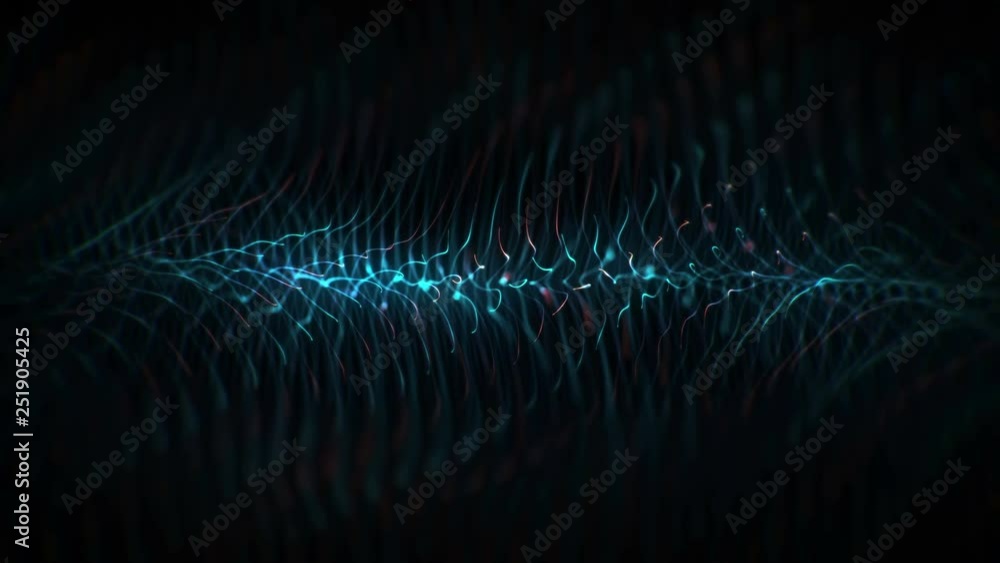 Poster animation of technology blue and red abstract background. glowing connecting dots and lines. sci fi 