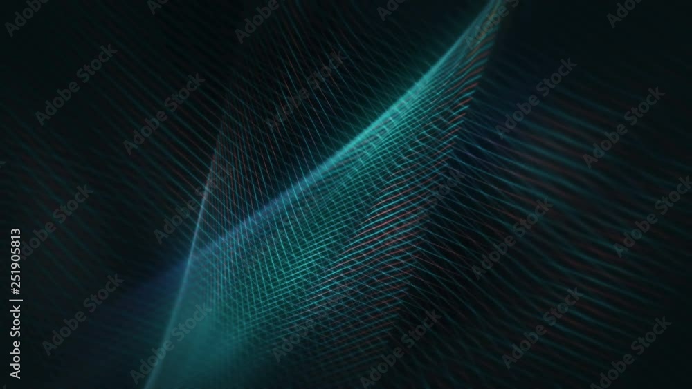 Poster animation of technology green abstract background. glowing connecting dots and lines. sci fi concept