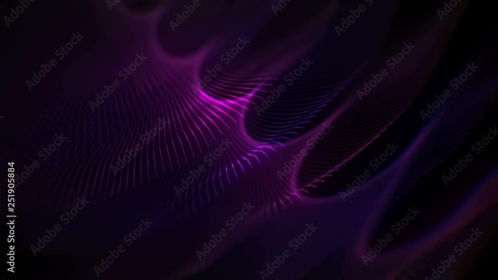 Poster animation of technology proton purple abstract background. glowing connecting dots and lines. sci fi