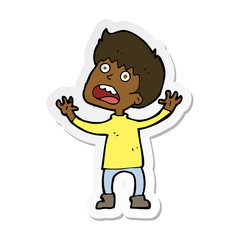 sticker of a cartoon stressed boy