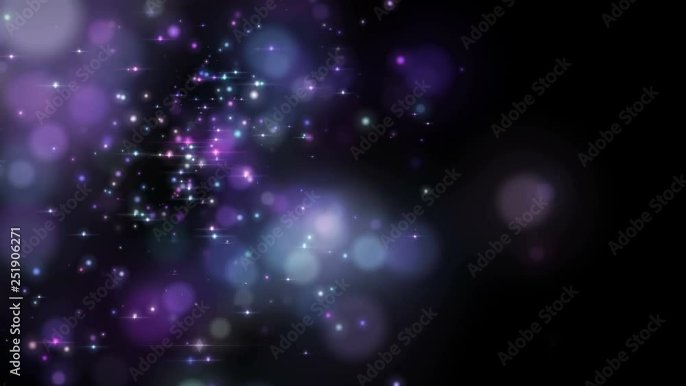 Poster abstract festive purple motion background with defocused round glowing bokeh lights. particle shine.