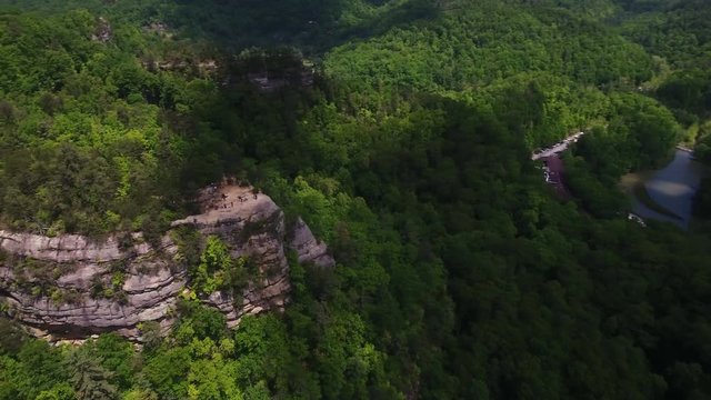 Rock formation in Natural Bridge Park, Kentucky, aerial