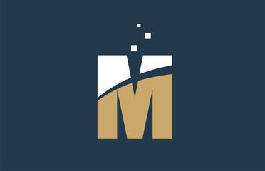 yellow white blue color alphabet letter M for logo icon design
