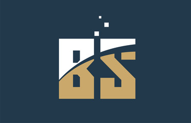 yellow white blue color alphabet letter combination BS B S for logo icon design