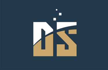 yellow white blue color alphabet letter combination DS D S for logo icon design