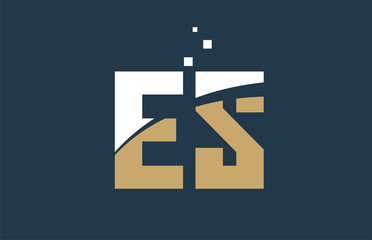 yellow white blue color alphabet letter combination ES E S for logo icon design