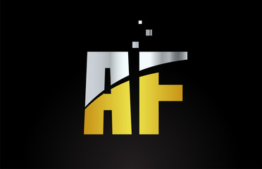 gold golden silver metallic color alphabet letter combination AF A F for logo icon design