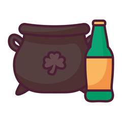 st patricks day cauldron with bottle beer