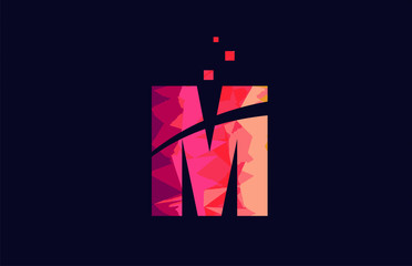 pink blue background color  alphabet letter M for logo icon design