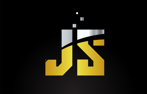 gold golden silver metallic color alphabet letter combination JS J S for logo icon design