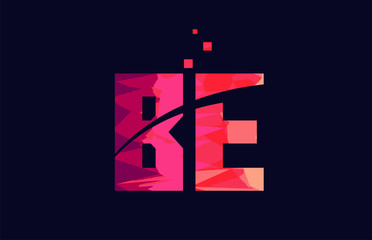 pink blue background color alphabet letter combination BE B E for logo icon design