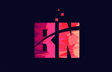 pink blue background color alphabet letter combination BN B N for logo icon design