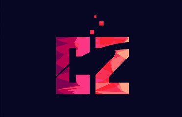 pink blue background color alphabet letter combination CZ C Z for logo icon design