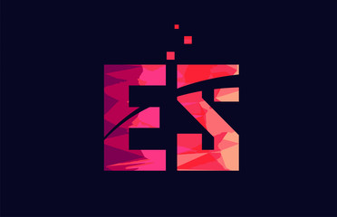 pink blue background color alphabet letter combination ES E S for logo icon design