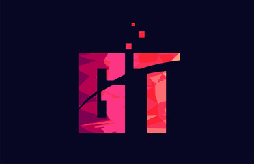 pink blue background color alphabet letter combination GT G T for logo icon design