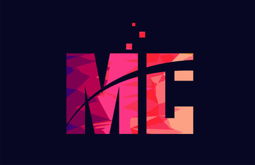 pink blue background color alphabet letter combination MC M C for logo icon design