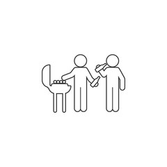 Barbecue friends icon. Simple thin line, outline vector of Friendship icons for UI and UX, website or mobile application
