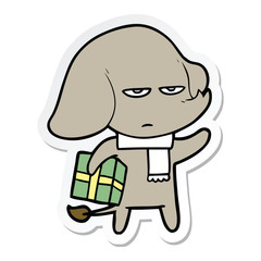 sticker of a annoyed cartoon elephant