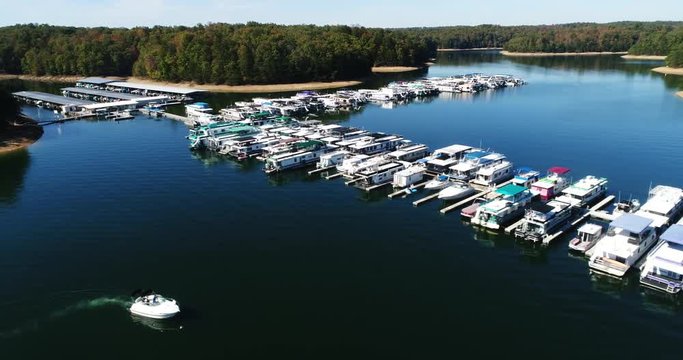 Aerial, Boats docked in Corbin, Kentucky