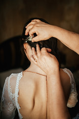 Bridal preparation before the ceremony.