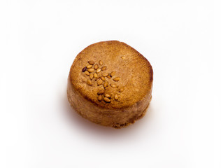 Shortbread cookies (Polvorones). Almond cookies. White background. Close up.