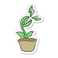 sticker of a cartoon venus fly trap © lineartestpilot