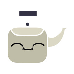 flat color retro cartoon kettle