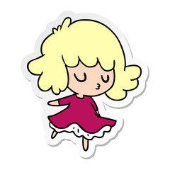 sticker cartoon of a cute kawaii girl