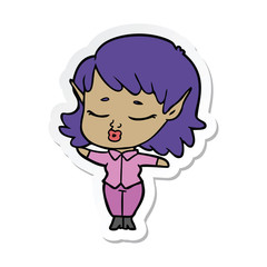 sticker of a pretty cartoon elf girl