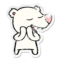 distressed sticker of a cartoon polar bear