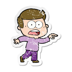 Obraz premium distressed sticker of a cartoon shocked man