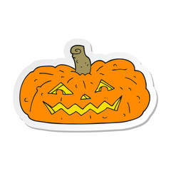 sticker of a cartoon halloween pumpkin