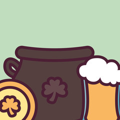 st patricks day card with cauldron and beer jar