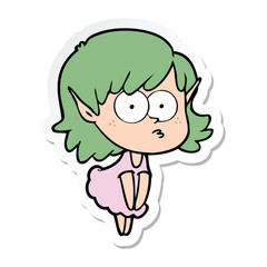 sticker of a cartoon elf girl staring