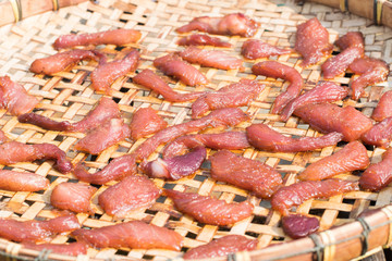 dried pork on threshing basketdry 