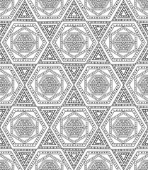 Seamless hand drawn star shape pattern, geometric, lines and dots, black and white tribal Navajo, Aztec geometric print, ethnic hipster backdrop, texture, lines and dots