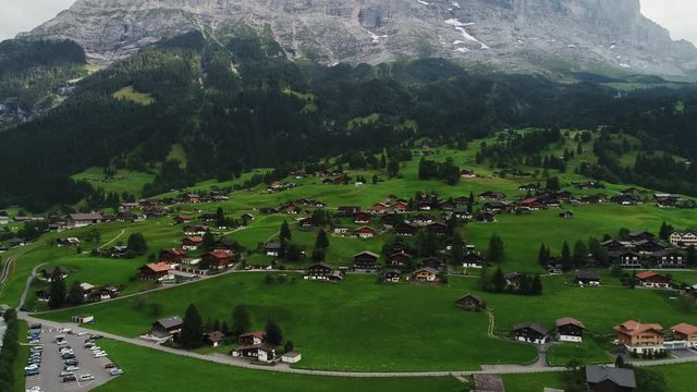 Aerial wide, Wengen, Switzerland