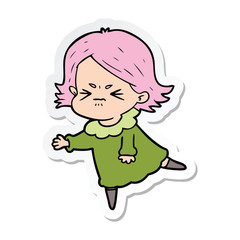 sticker of a cartoon angry woman