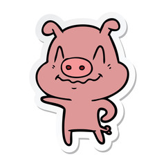 Obraz na płótnie Canvas sticker of a nervous cartoon pig