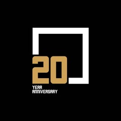 20 Year Anniversary Square Vector Template Design Illustration