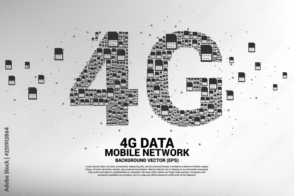 Poster 4g from mobile sim card networking. concept for mobile telecommunication technology