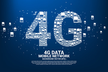 4G from mobile sim card networking. Concept for mobile telecommunication technology