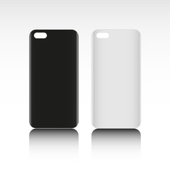 Blank phone case. Black and white colors. Vector illustration