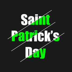 illustration of Happy Saint Patrick's Day logotype. Hand sketched Irish celebration design. Flyer, brochure, holiday invitation, corporate celebration. On black background.