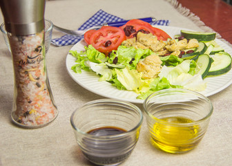 salad plate and chicken